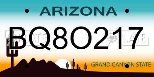 BQ8O217 Arizona License Plate