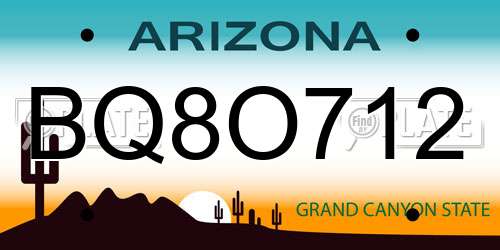 BQ8O712 Arizona License Plate