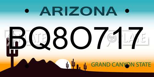BQ8O717 Arizona License Plate