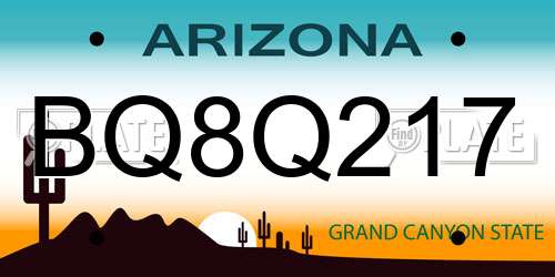BQ8Q217 Arizona License Plate