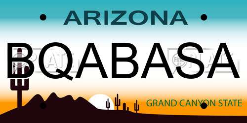 BQABASA Arizona License Plate