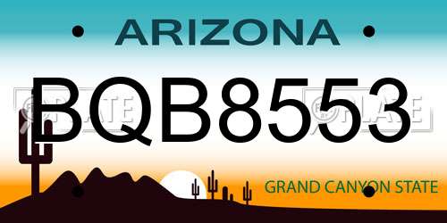 BQB8553 Arizona License Plate