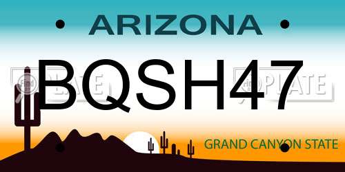 BQSH47 Arizona License Plate