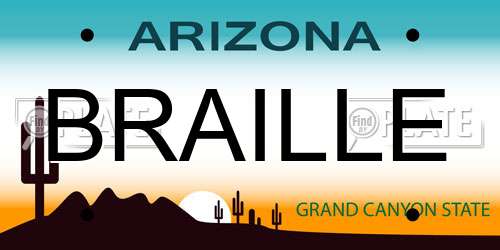 BRAILLE Arizona License Plate