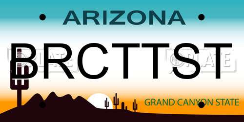 BRCTTST Arizona License Plate