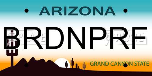BRDNPRF Arizona License Plate