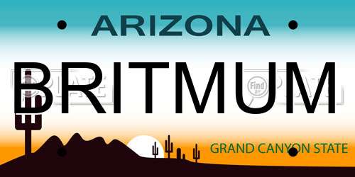 BRITMUM Arizona License Plate