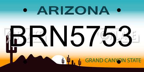 BRN5753 Arizona License Plate