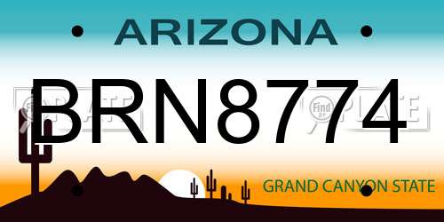 BRN8774 Arizona License Plate