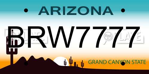 BRW7777 Arizona License Plate