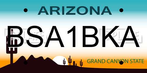 BSA1BKA Arizona License Plate