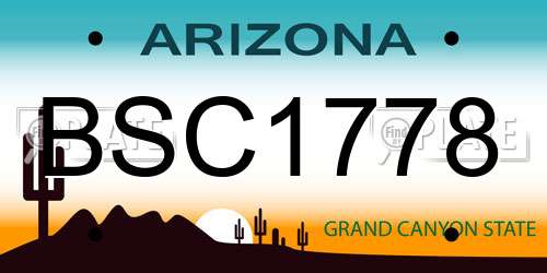 BSC1778 Arizona License Plate