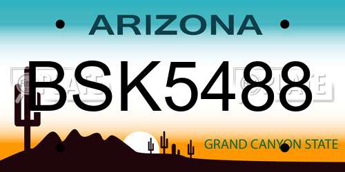 BSK5488 Arizona License Plate