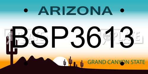 BSP3613 Arizona License Plate