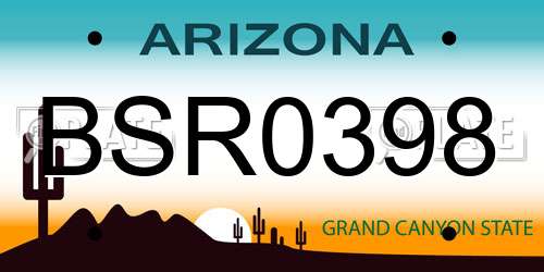 BSR0398 Arizona License Plate