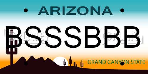 BSSSBBB Arizona License Plate