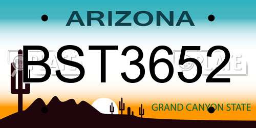 BST3652 Arizona License Plate