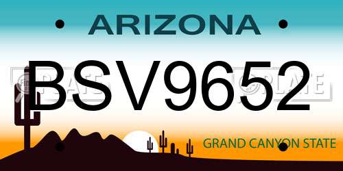 BSV9652 Arizona License Plate