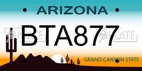BTA877 Arizona License Plate