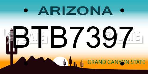 BTB7397 Arizona License Plate