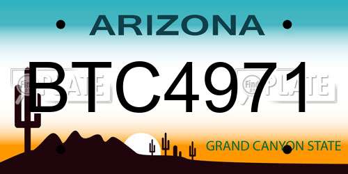 BTC4971 Arizona License Plate