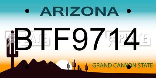 BTF9714 Arizona License Plate