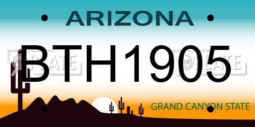 BTH1905 Arizona License Plate