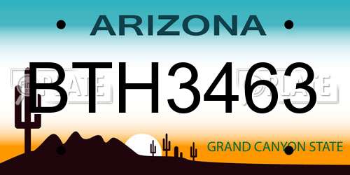 BTH3463 Arizona License Plate