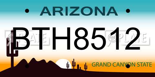 BTH8512 Arizona License Plate