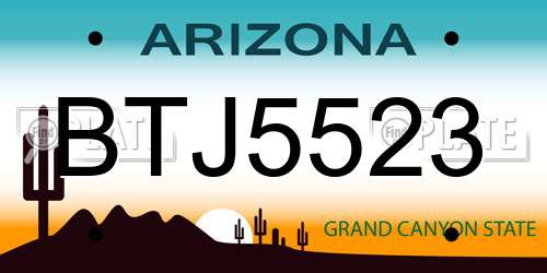 BTJ5523 Arizona License Plate