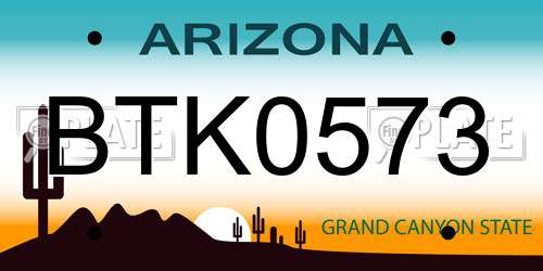 BTK0573 Arizona License Plate
