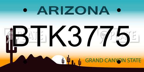 BTK3775 Arizona License Plate