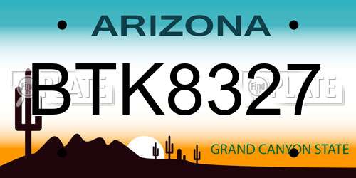 BTK8327 Arizona License Plate