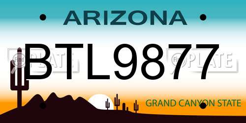 BTL9877 Arizona License Plate