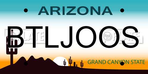 BTLJOOS Arizona License Plate