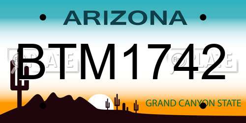 BTM1742 Arizona License Plate