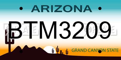 BTM3209 Arizona License Plate