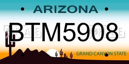 BTM5908 Arizona License Plate