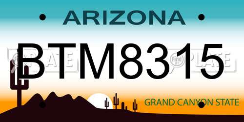 BTM8315 Arizona License Plate