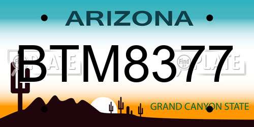 BTM8377 Arizona License Plate