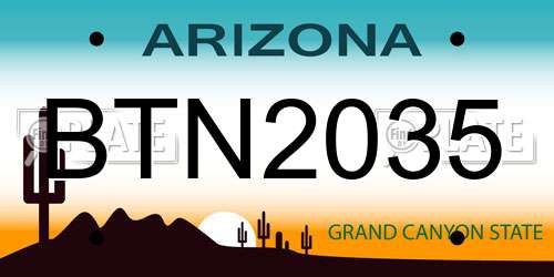 BTN2035 Arizona License Plate
