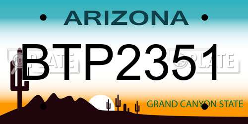 BTP2351 Arizona License Plate