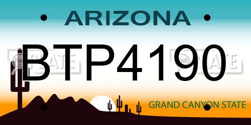 BTP4190 Arizona License Plate