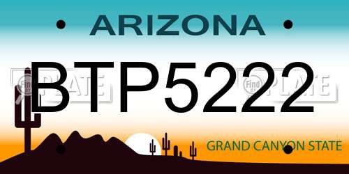 BTP5222 Arizona License Plate