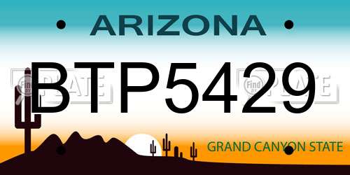 BTP5429 Arizona License Plate