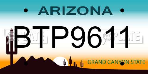 BTP9611 Arizona License Plate