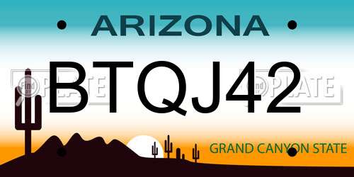 BTQJ42 Arizona License Plate