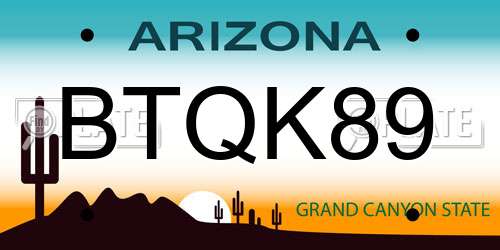 BTQK89 Arizona License Plate