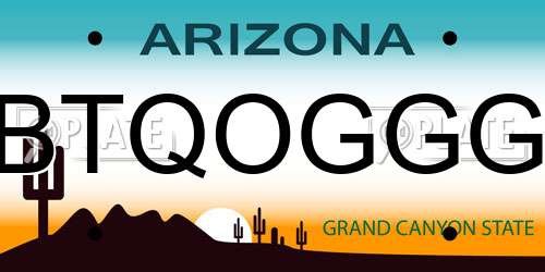 BTQOGGG Arizona License Plate