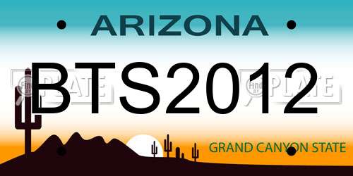 BTS2012 Arizona License Plate